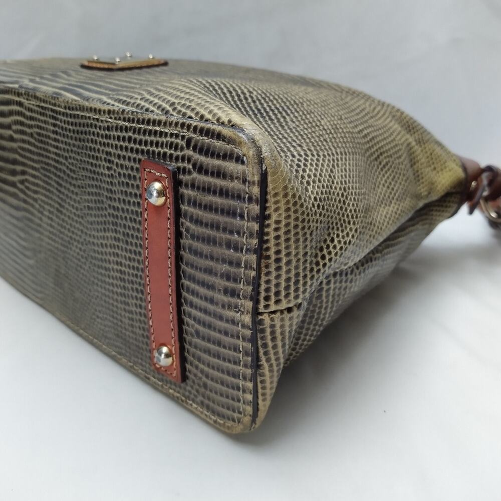 Dooney & Bourke Yellowish Green Leather Lizard Embossed Zipper Hobo Shoulder Bag - Picture 16 of 16